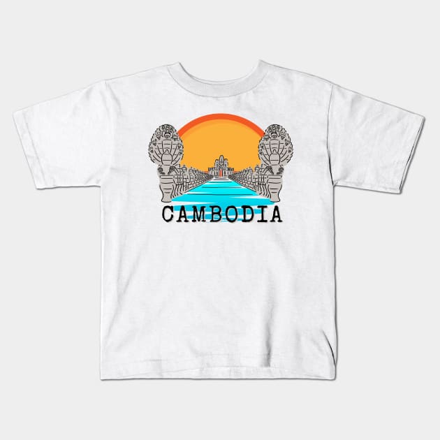 Angkor Thom Majesty: Cambodia's Ancient Wonder -- Sunset Edition V3 Kids T-Shirt by CuteBotss